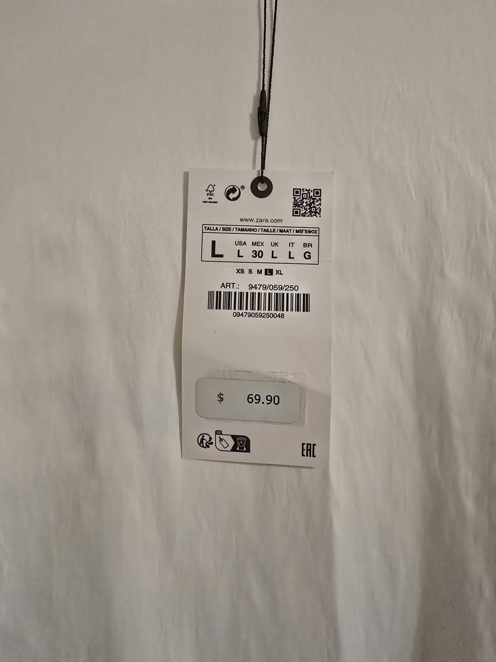 Zara White Hi-Low Asymetrical Blouse SZ LG - Picture 7 of 7